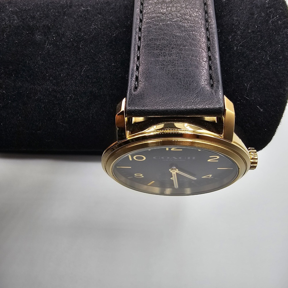 Coach Mens Harrison Watch Gold Tone Black Leather Strap 42mm 14602545 - Picture 4 of 9